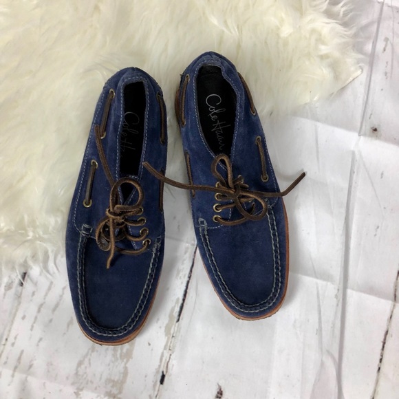 blue suede boat shoes